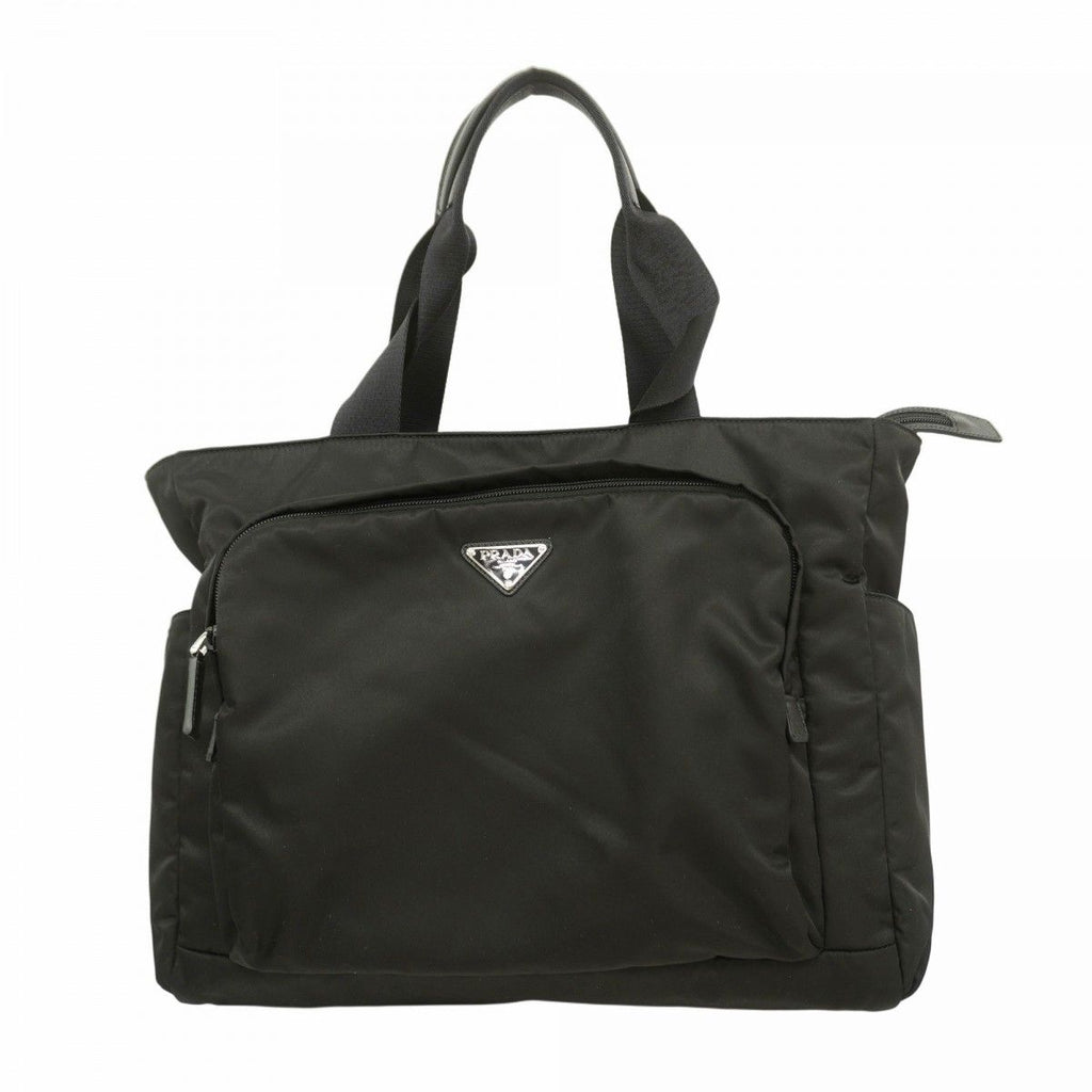 Prada Tote Saffiano Nylon Black Silver
