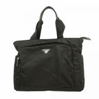 Prada Tote Saffiano Nylon Black Silver