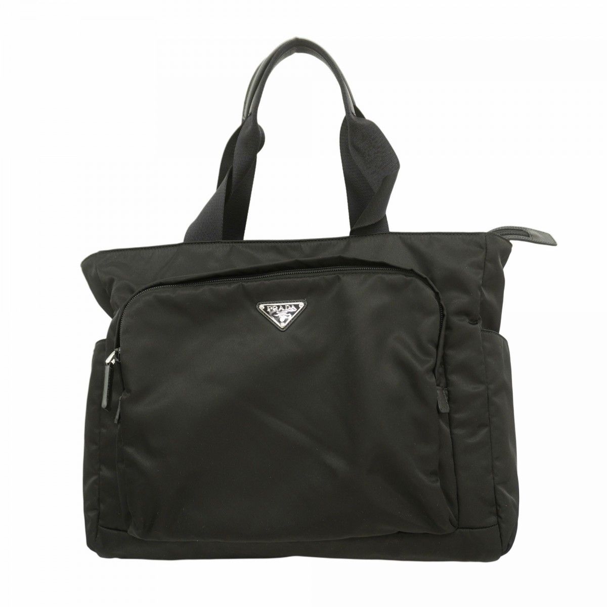 Prada Tote Saffiano Nylon Black Silver