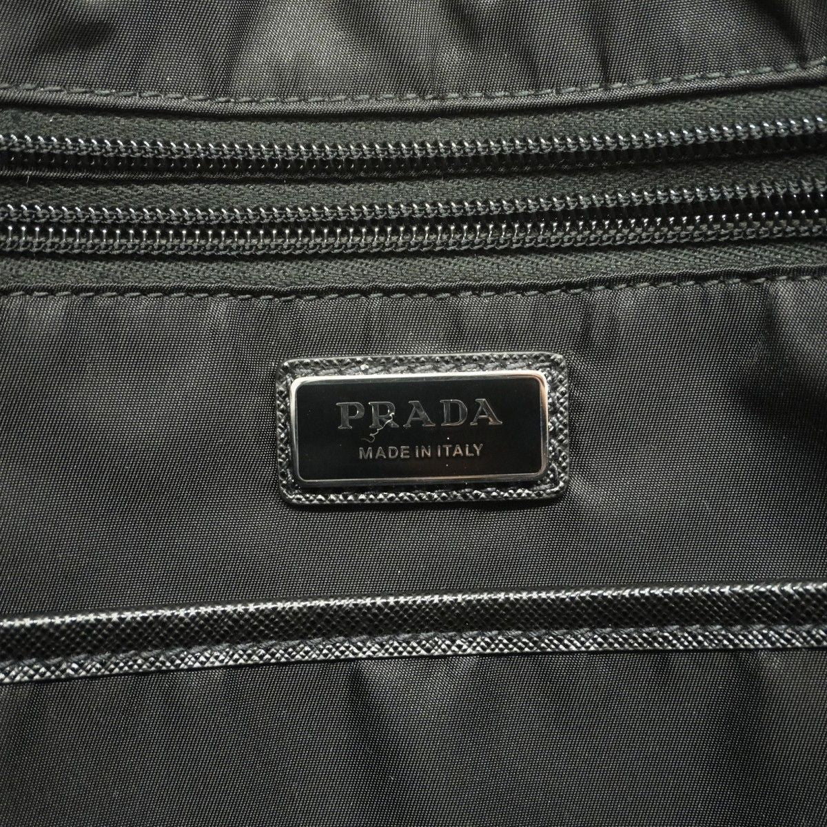 Prada Tote Saffiano Nylon Black Silver — view 5
