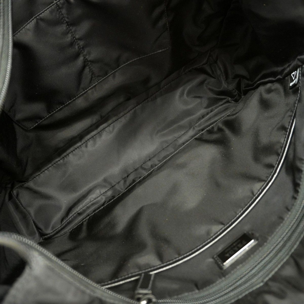 Prada Tote Saffiano Nylon Black Silver — view 4