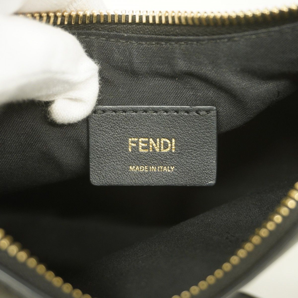 Fendi Shoulder Bag Graffiti Leather Black Gold — view 5