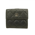 Chanel Wallet Quilted Lambskin Black Silver