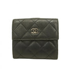 Chanel Wallet Quilted Lambskin Black Silver