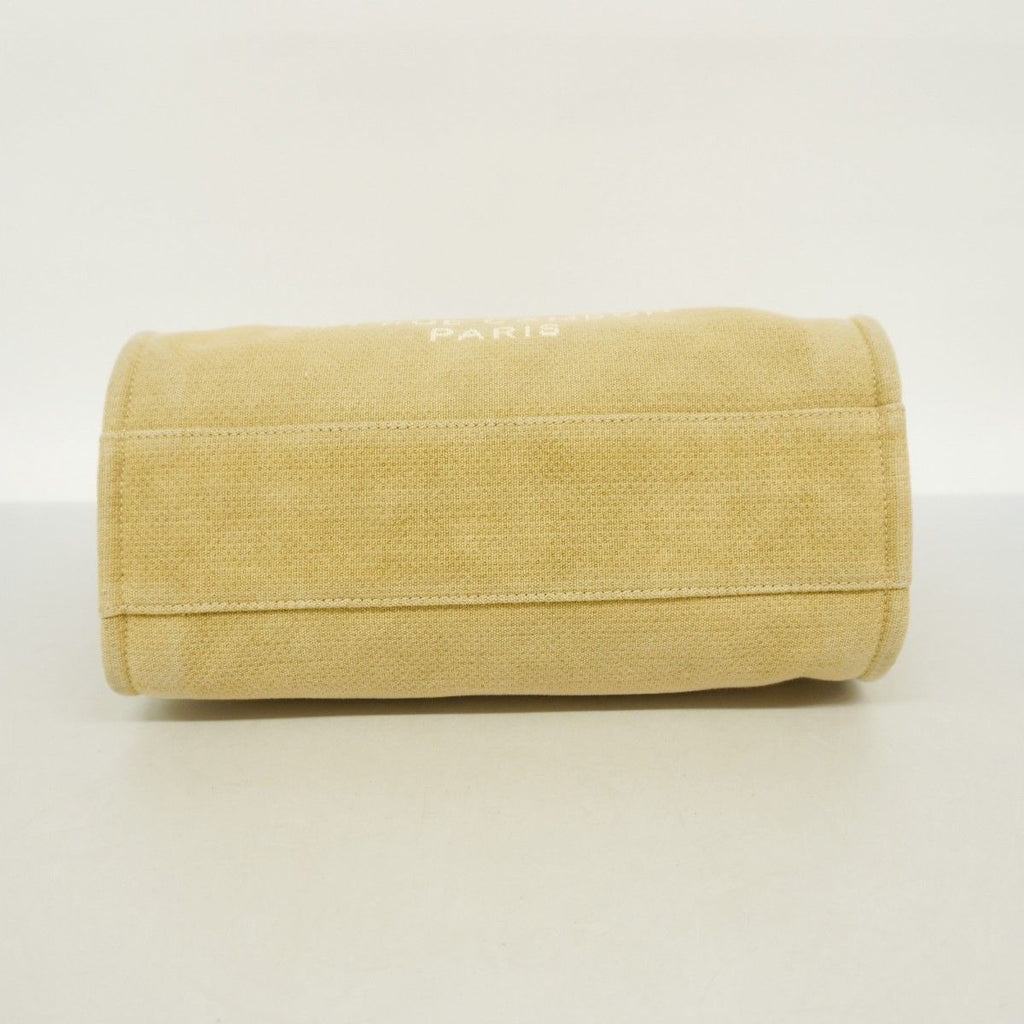 Chanel Chain Tote Deauville Canvas Beige Silver — view 3