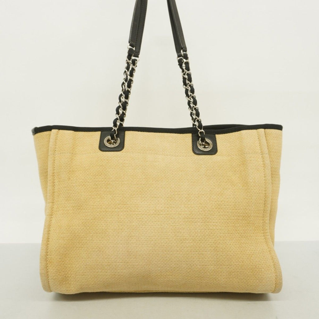 Chanel Chain Tote Deauville Canvas Beige Silver — view 9