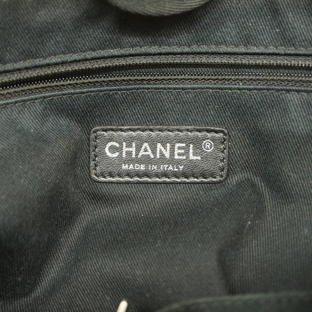 Chanel Chain Tote Deauville Canvas Beige Silver — view 5