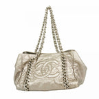 Chanel Chain Tote Line Leather Silver