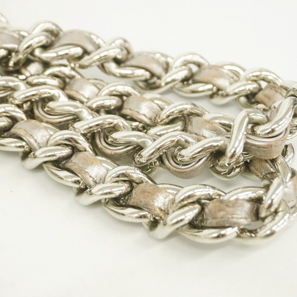 Chanel Chain Tote Line Leather Silver — view 8