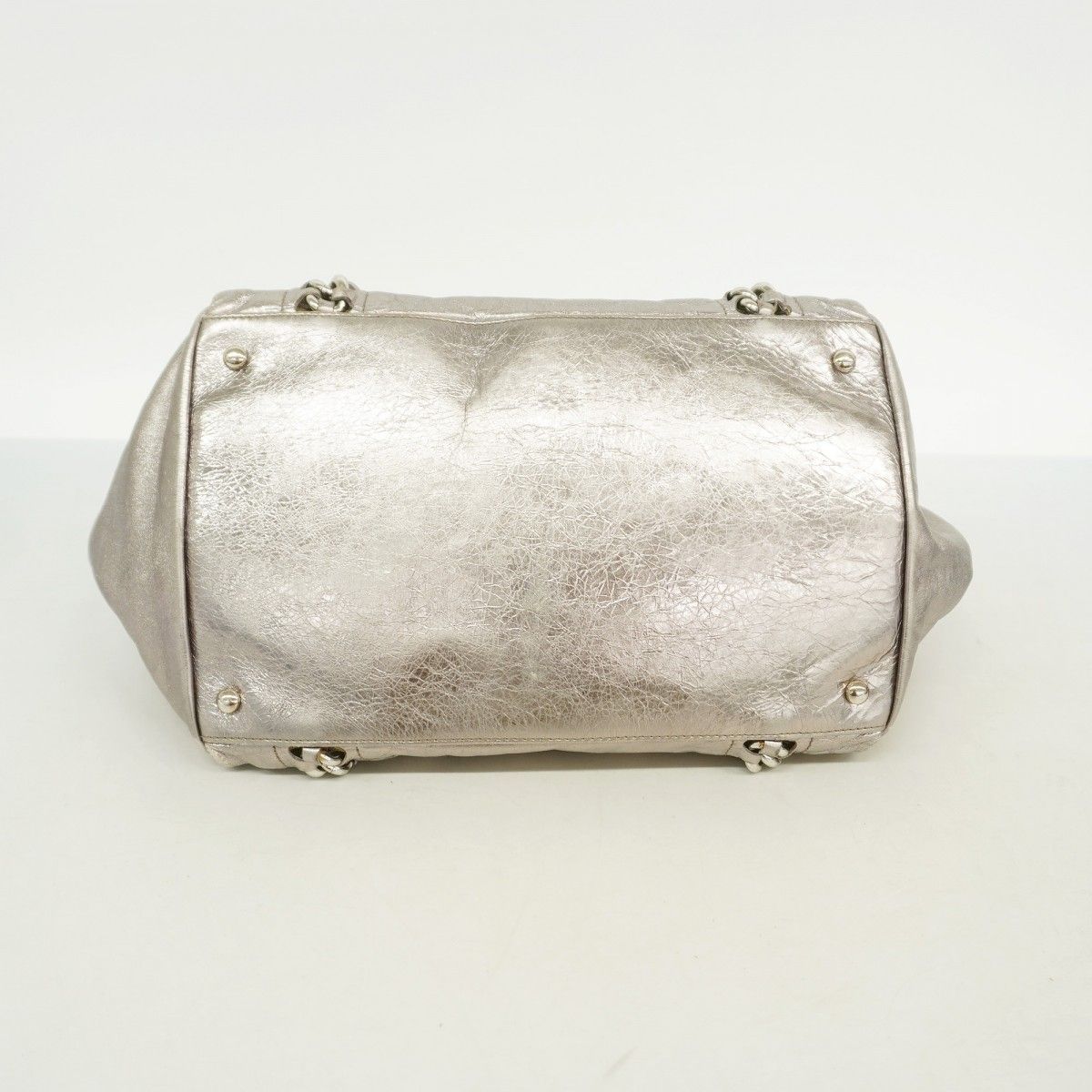 Chanel Chain Tote Line Leather Silver — view 3