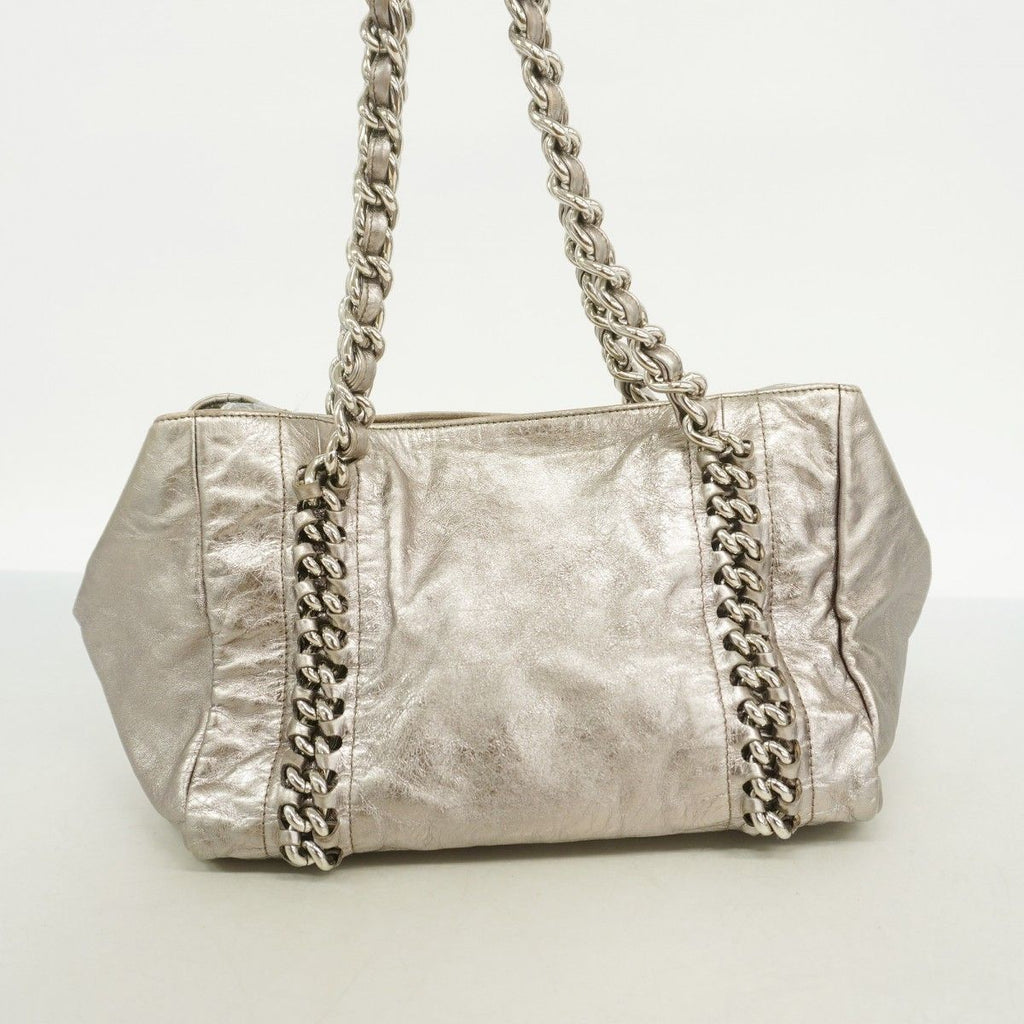 Chanel Chain Tote Line Leather Silver — view 9