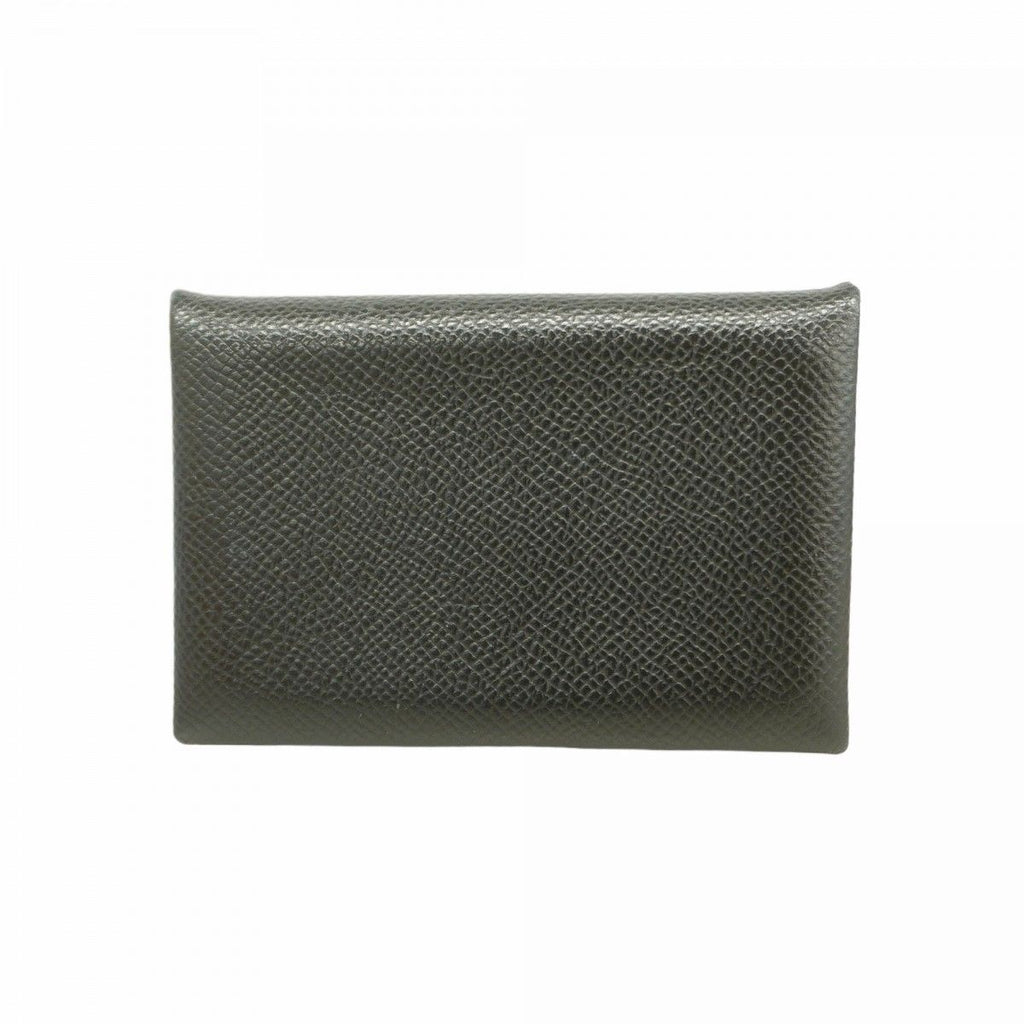 Hermes Card Case Calvi Veau Epsom Black Silver