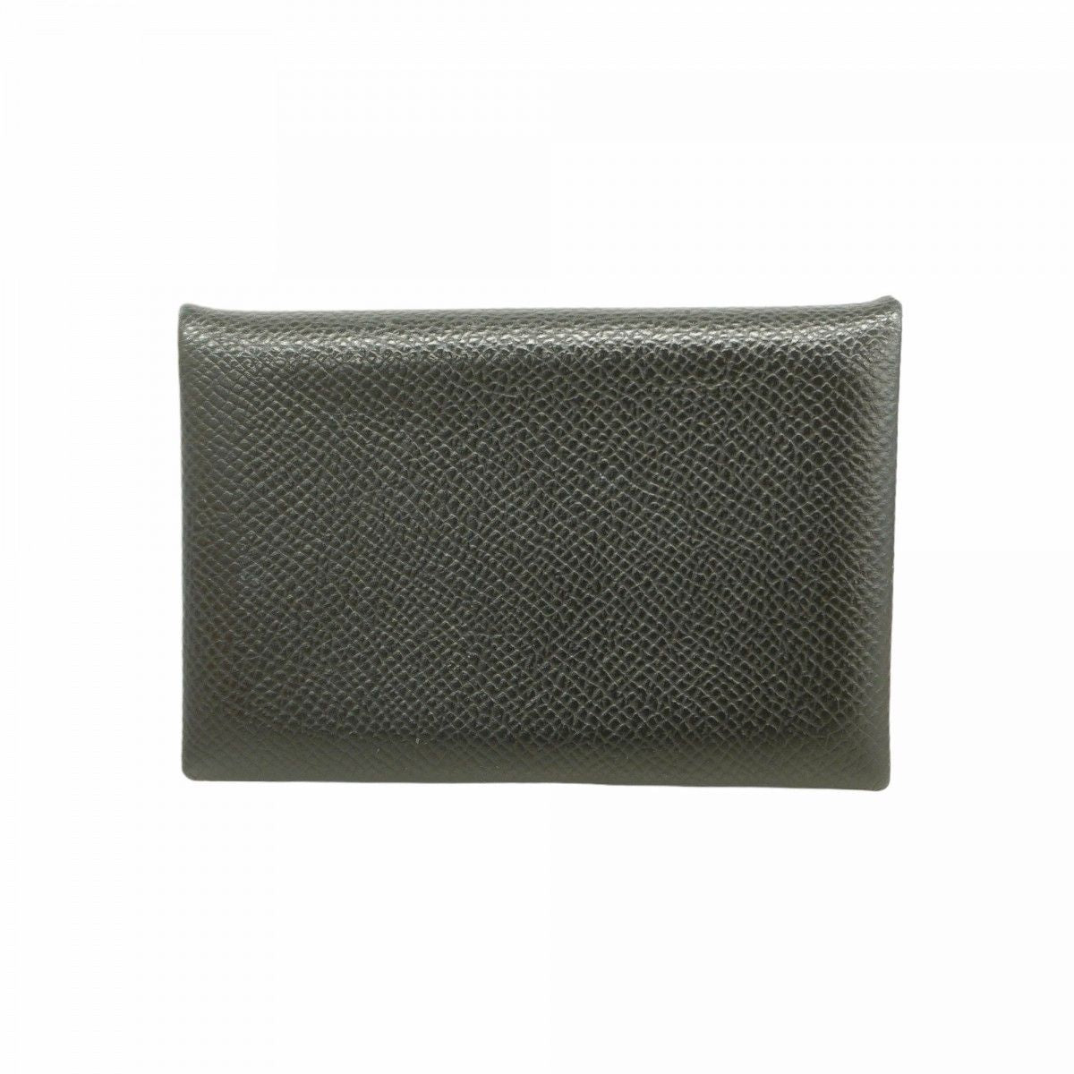 Hermes Card Case Calvi Veau Epsom Black Silver