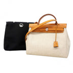 Hermes Handbag Herbag PM Toile Ash Natural Silver 2-Way