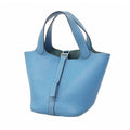 Hermes Handbag Picotin PM Taurillon Clemence Blue Jean Silver