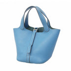 Hermes Handbag Picotin PM Taurillon Clemence Blue Jean Silver