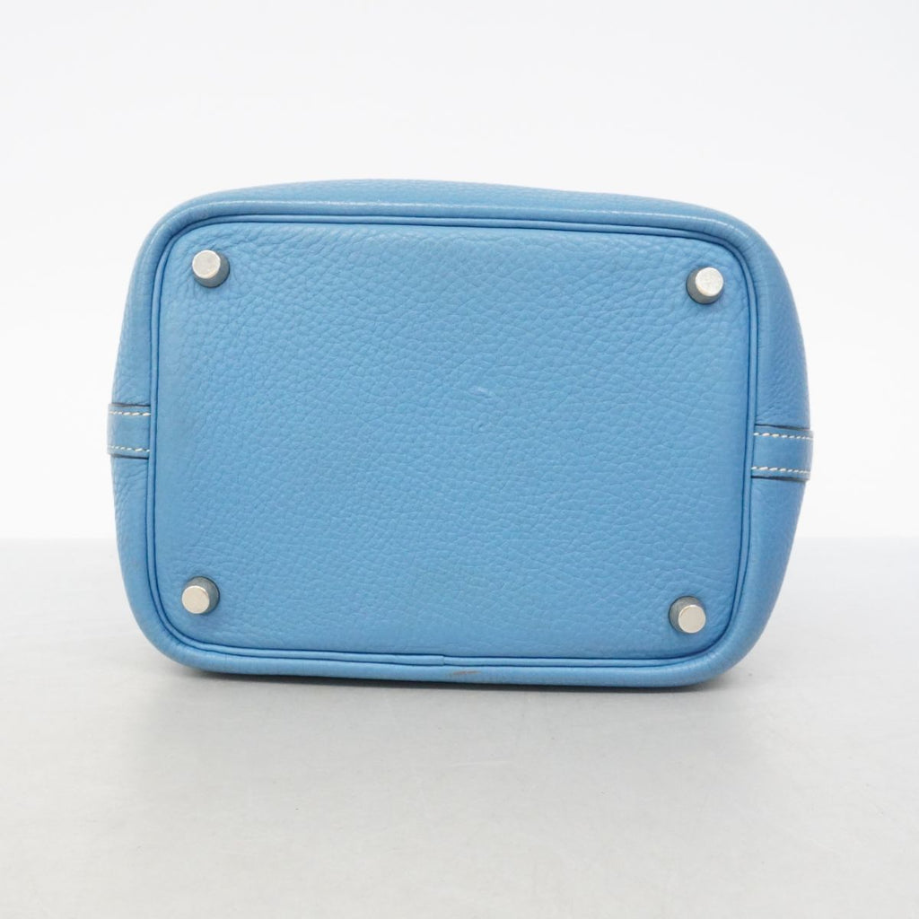 Hermes Handbag Picotin PM Taurillon Clemence Blue Jean Silver — view 3