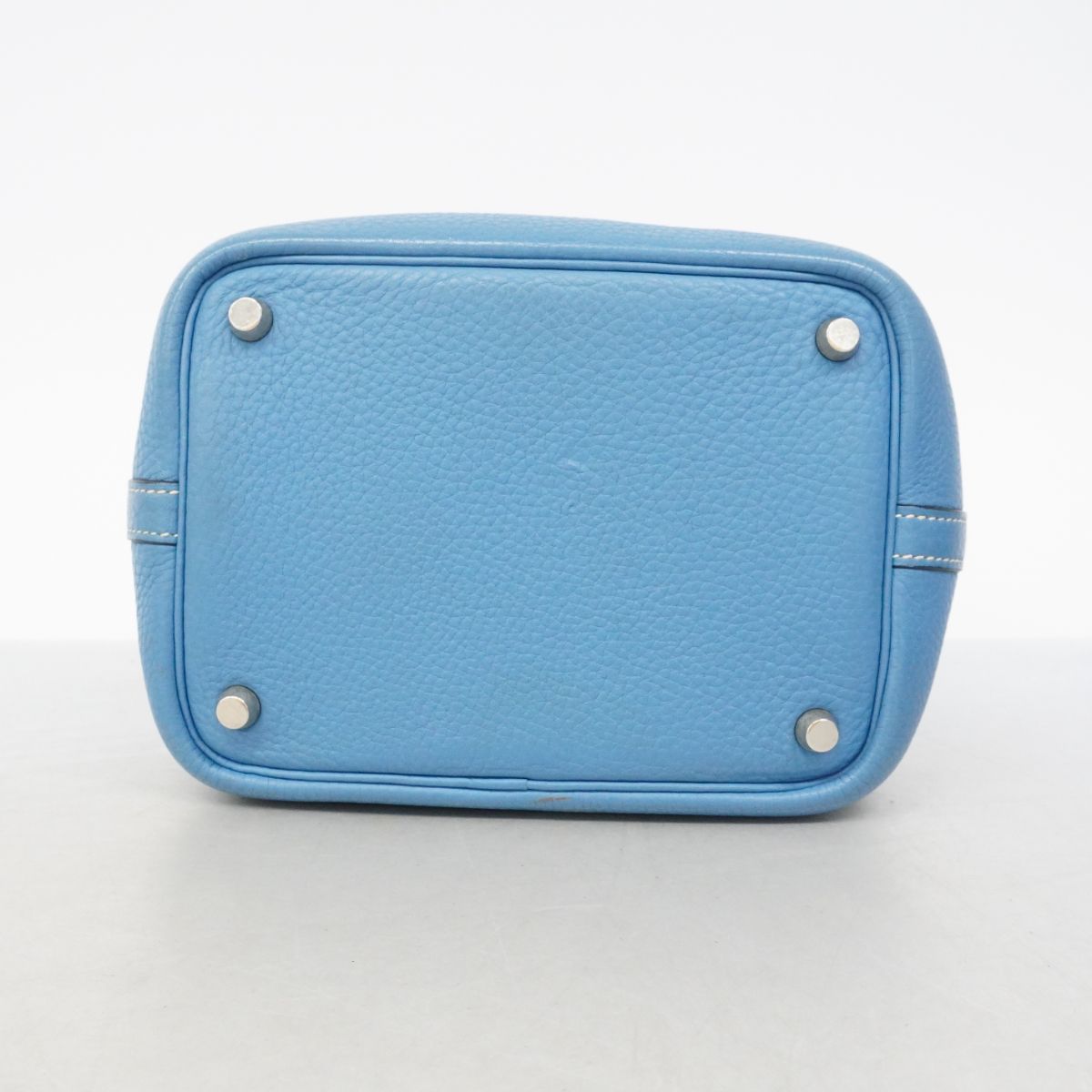 Hermes Handbag Picotin PM Taurillon Clemence Blue Jean Silver — view 3