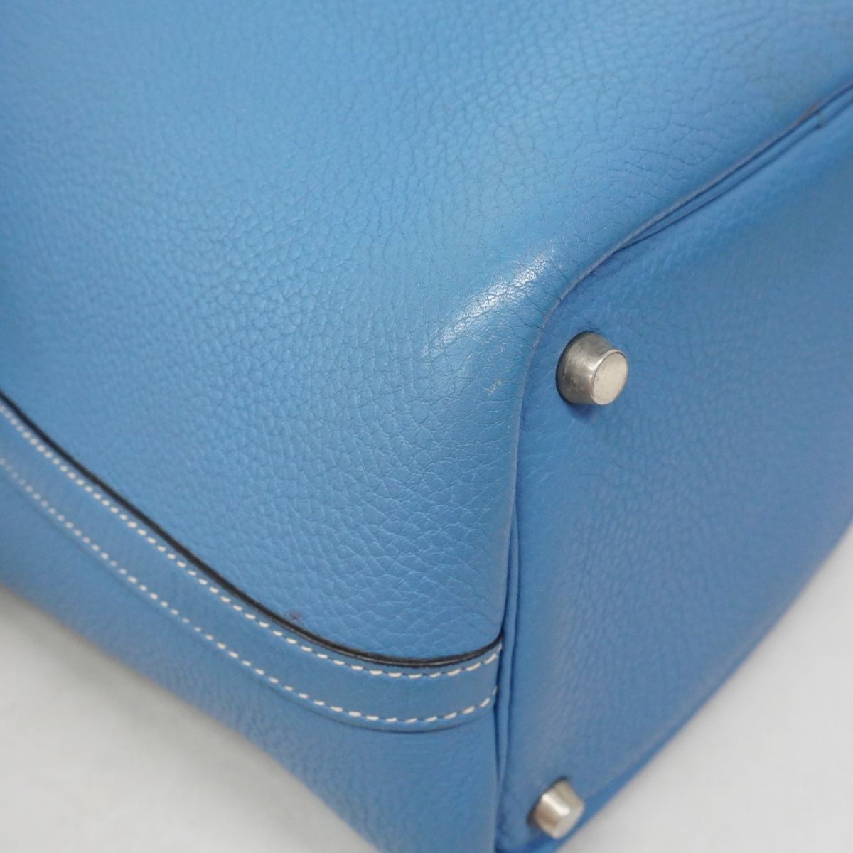 Hermes Handbag Picotin PM Taurillon Clemence Blue Jean Silver — view 6