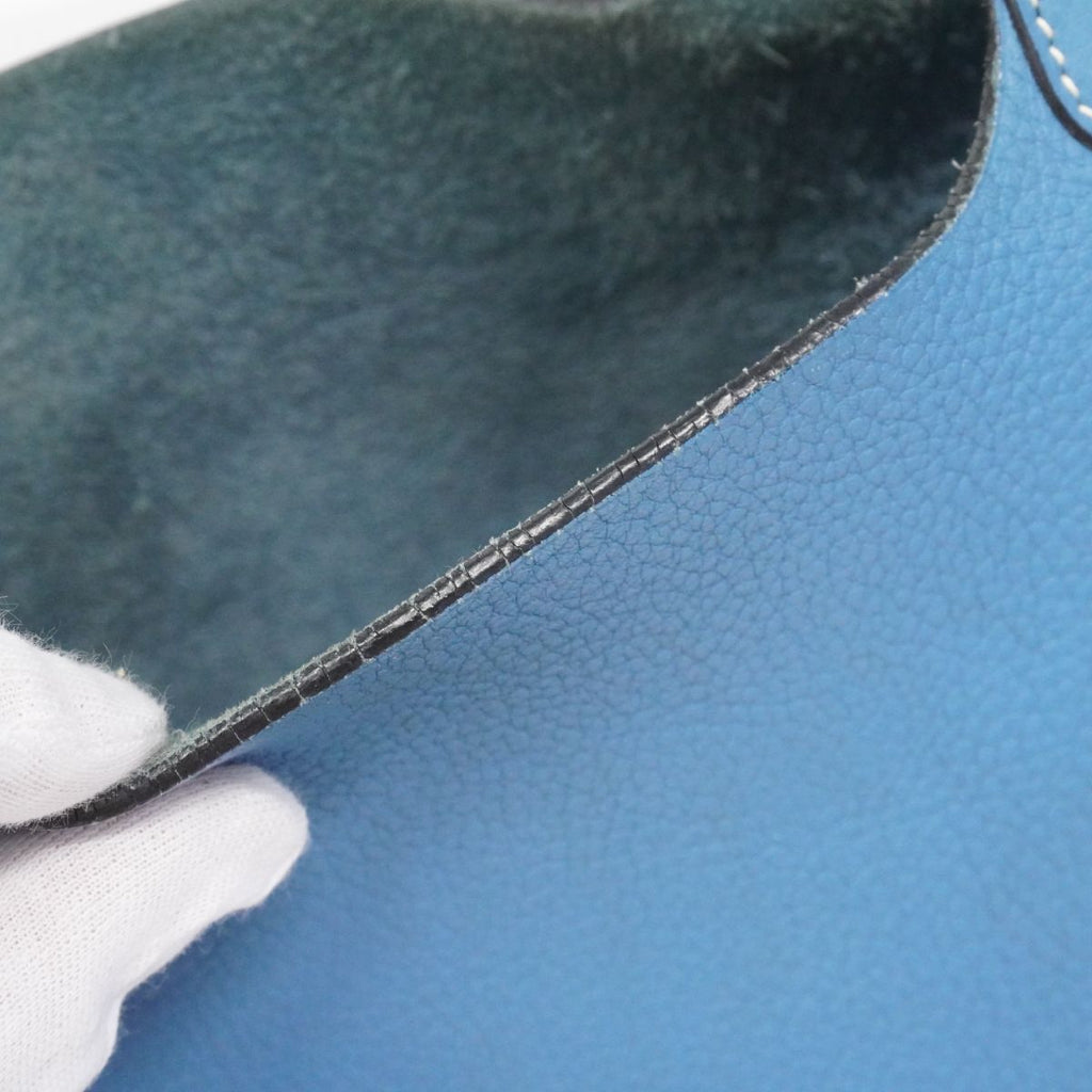 Hermes Handbag Picotin PM Taurillon Clemence Blue Jean Silver — view 7