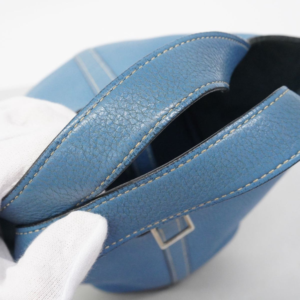 Hermes Handbag Picotin PM Taurillon Clemence Blue Jean Silver — view 8