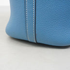 Hermes Handbag Picotin PM Taurillon Clemence Blue Jean Silver — view 9