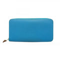 Hermes Wallet Azap Long Silk in Veau Blue Zanzibar Silver