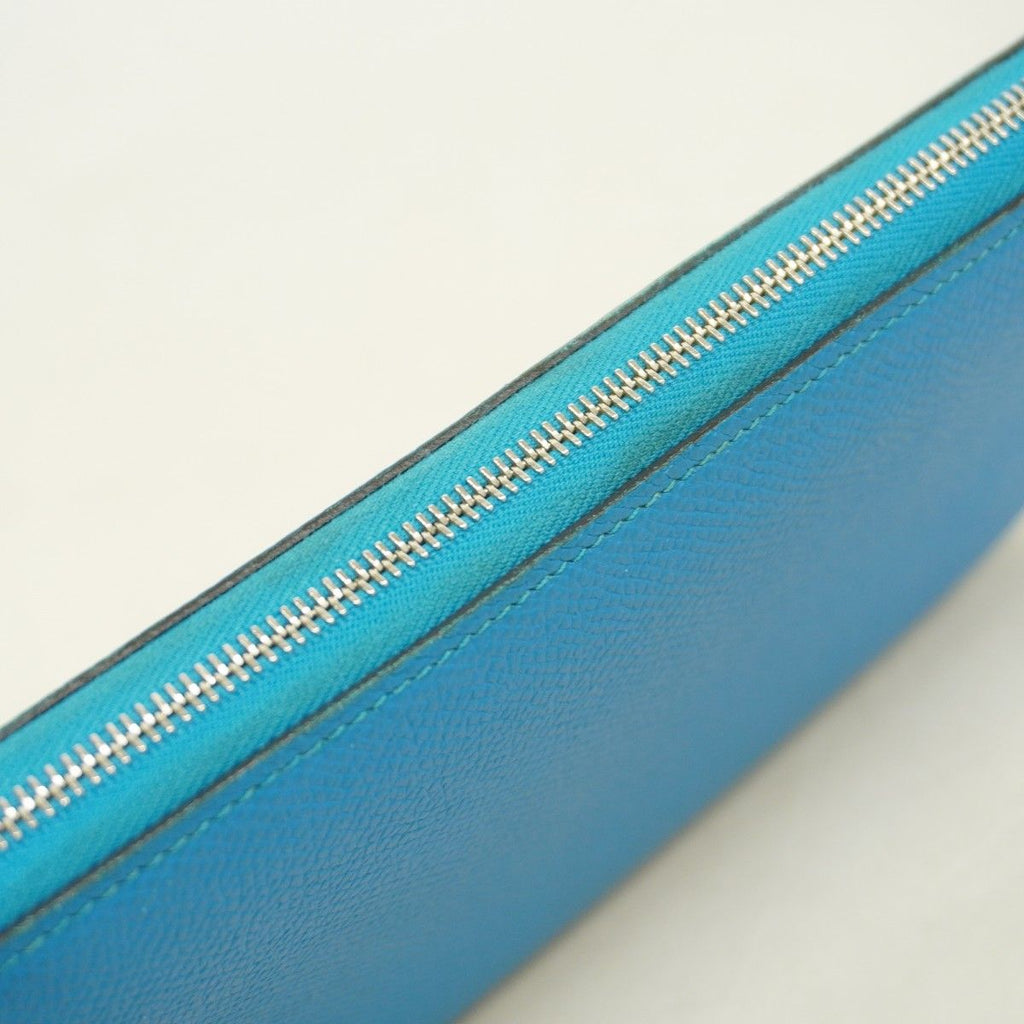 Hermes Wallet Azap Long Silk in Veau Blue Zanzibar Silver — view 8