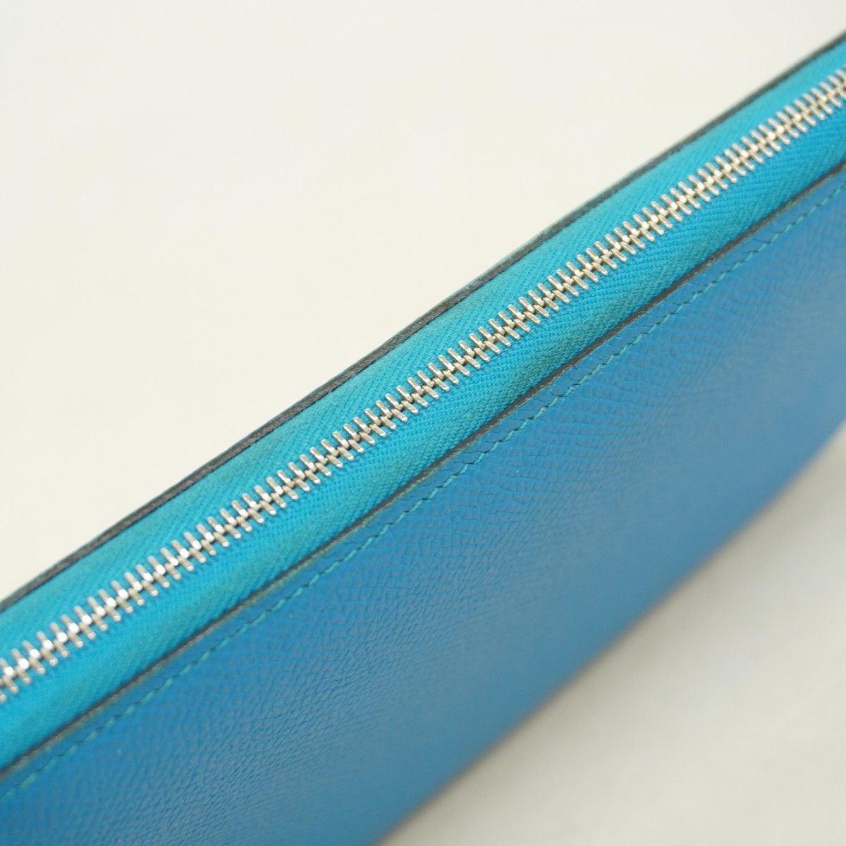 Hermes Wallet Azap Long Silk in Veau Blue Zanzibar Silver — view 8