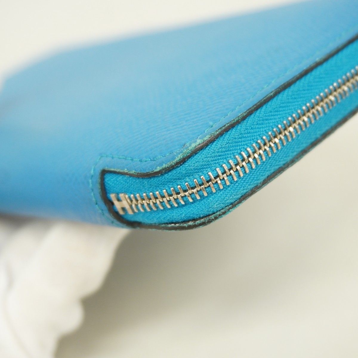 Hermes Wallet Azap Long Silk in Veau Blue Zanzibar Silver — view 6