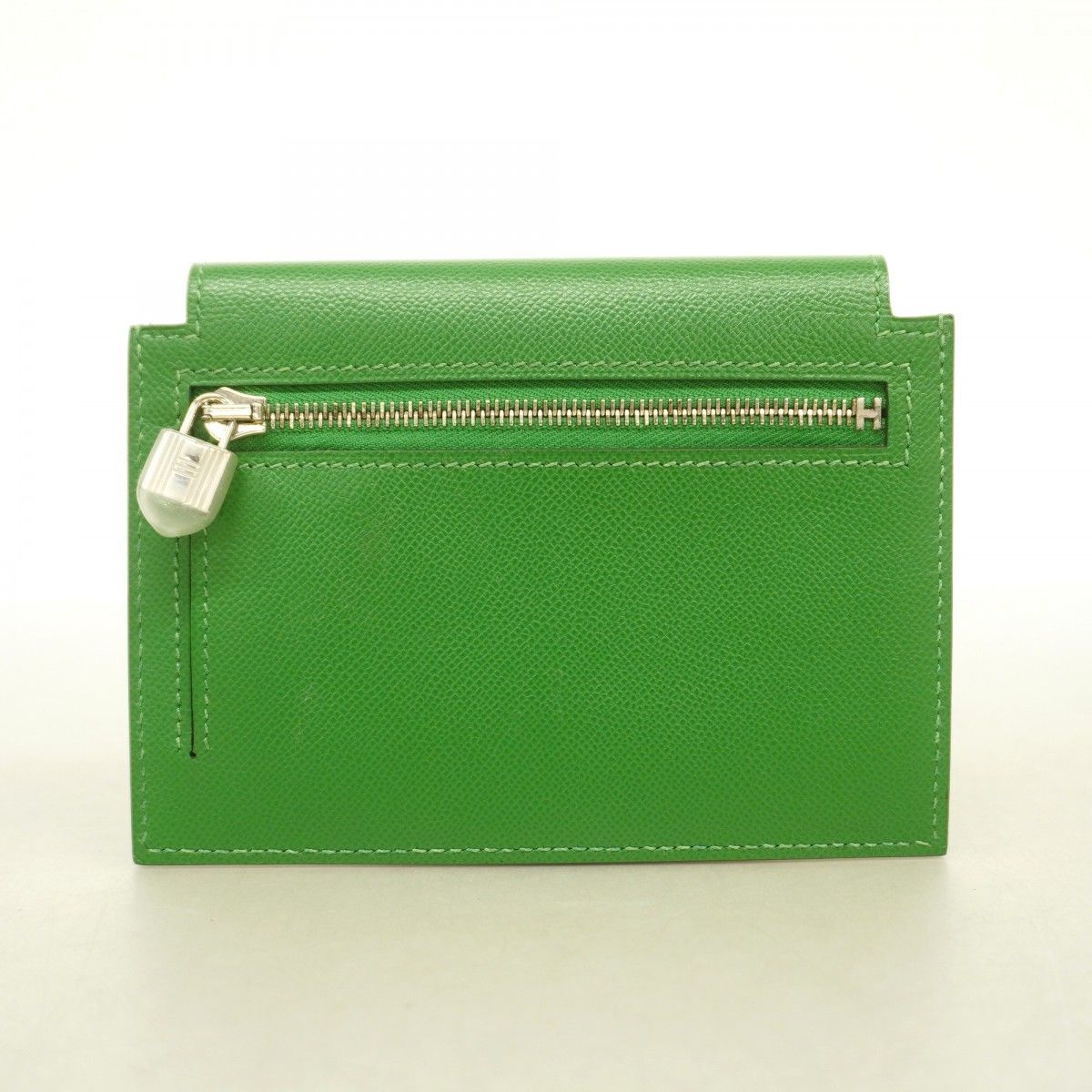Hermes Coin Case Kelly Pocket Compact Madame Bamboo Silver — view 5