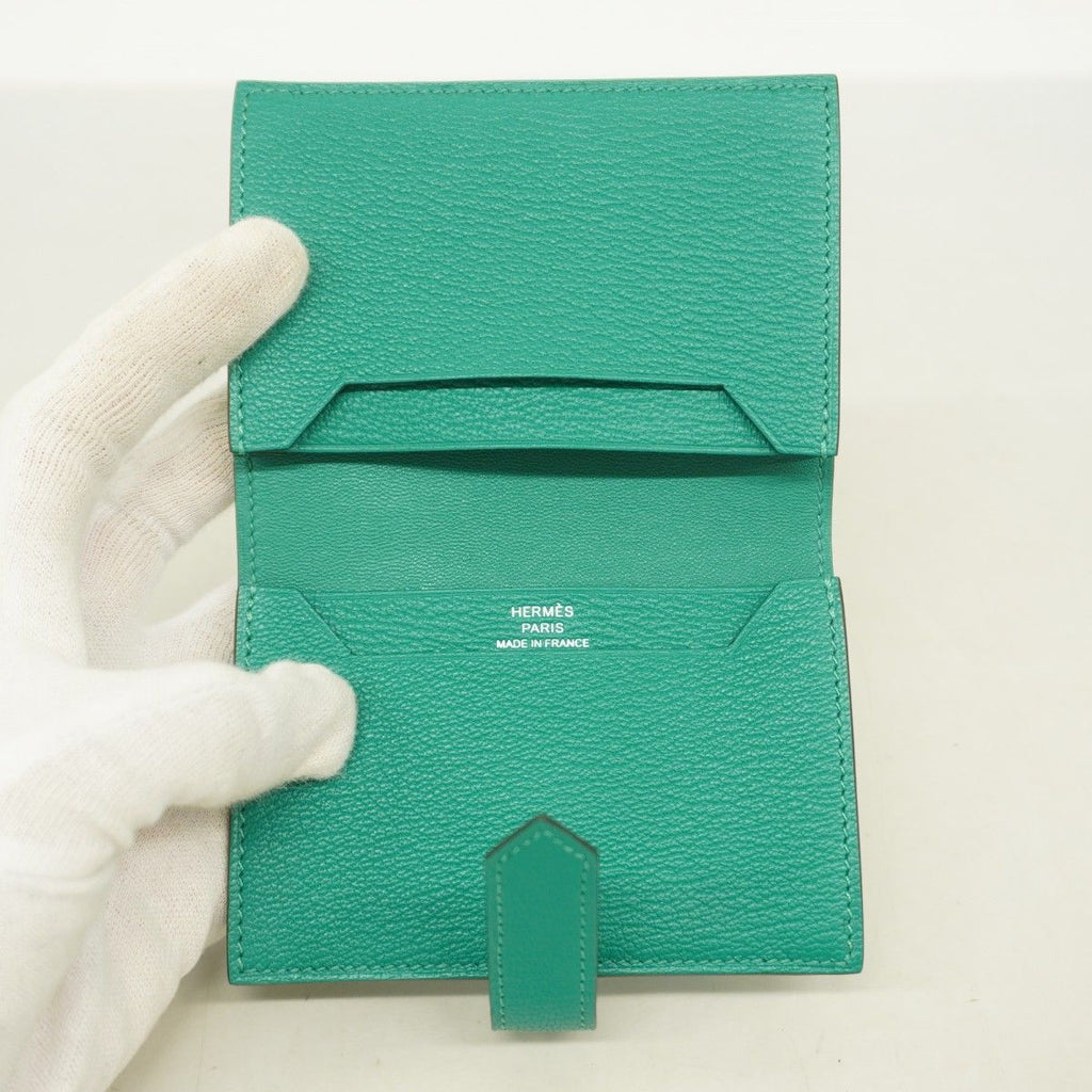 Hermes Card Case Anchor Docase Chevremisor Vert Verone Silver — view 3