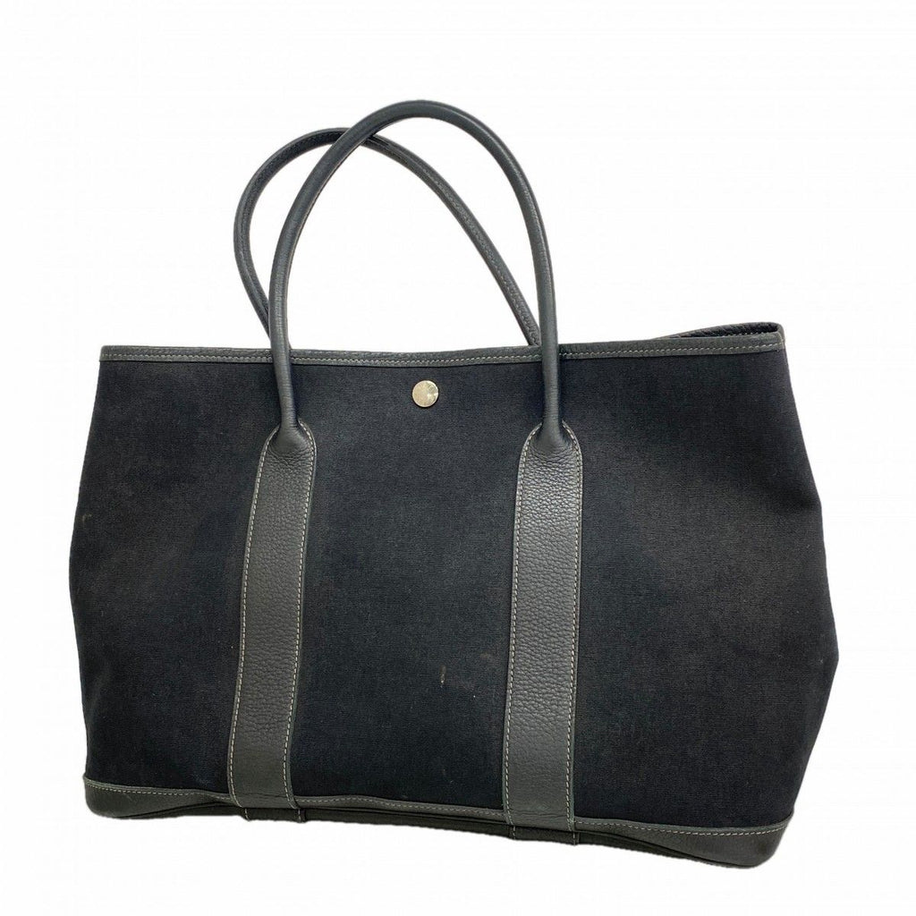 Hermes Tote Garden Party PM Toile Officier Black Silver