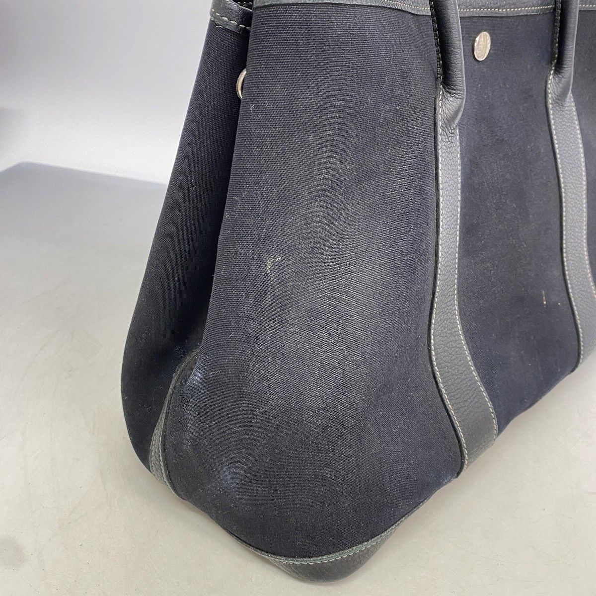 Hermes Tote Garden Party PM Toile Officier Black Silver — view 8