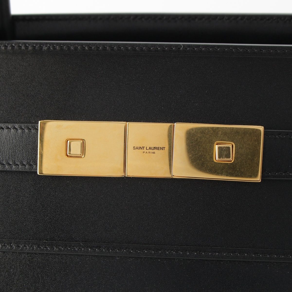 Saint Laurent Manhattan Leather Tote Gold Black — view 8