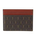 Saint Laurent Logo Monogram Leather Card Case Wallet Brown