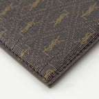 Saint Laurent Logo Monogram Leather Card Case Wallet Brown — view 9