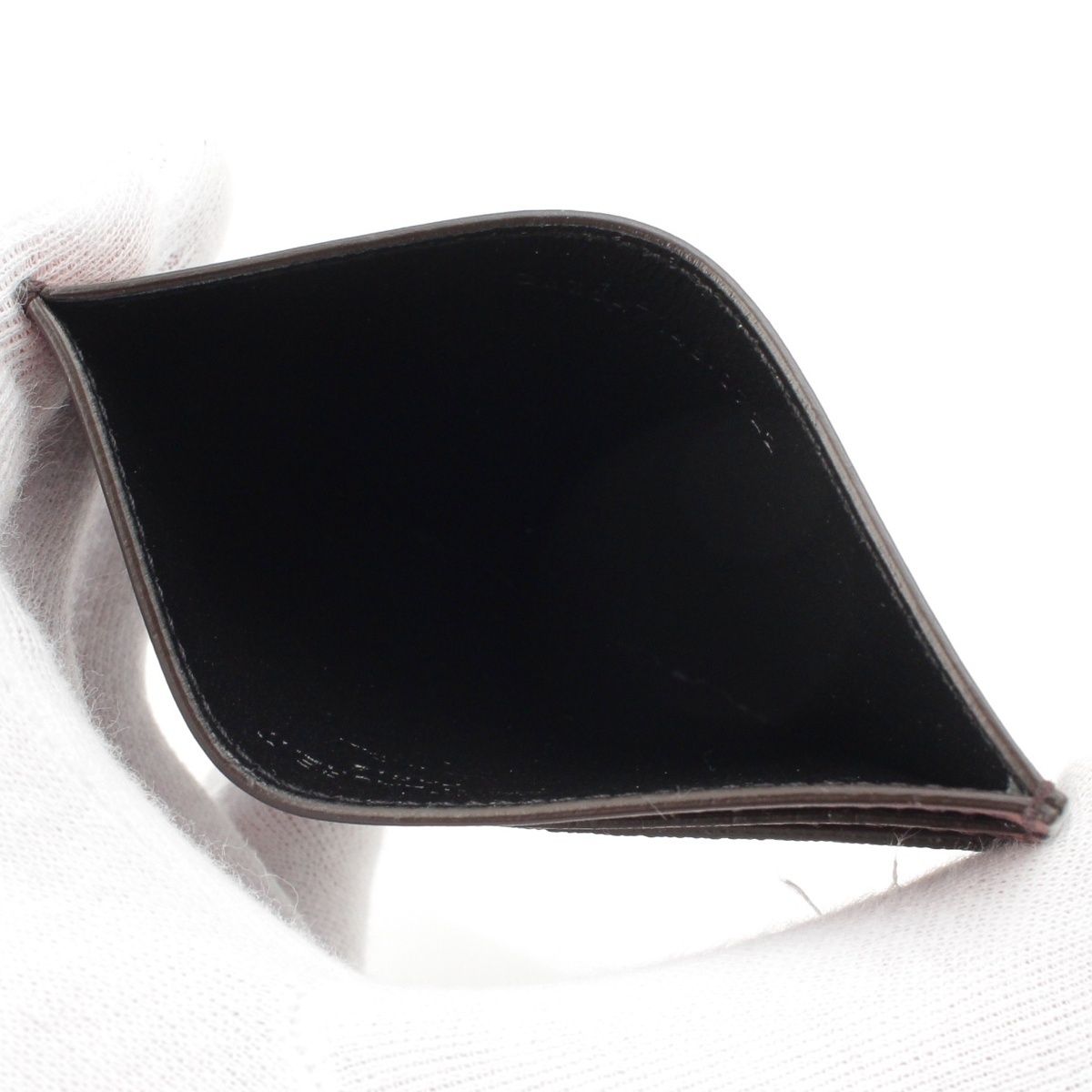Saint Laurent Logo Monogram Leather Card Case Wallet Brown — view 4