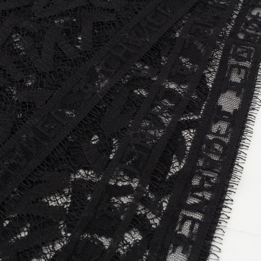 Chanel Cotton All Logo Lace Shawl Black Scarf — view 5