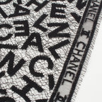 Chanel Cotton All Logo Lace Shawl Black Scarf — view 4