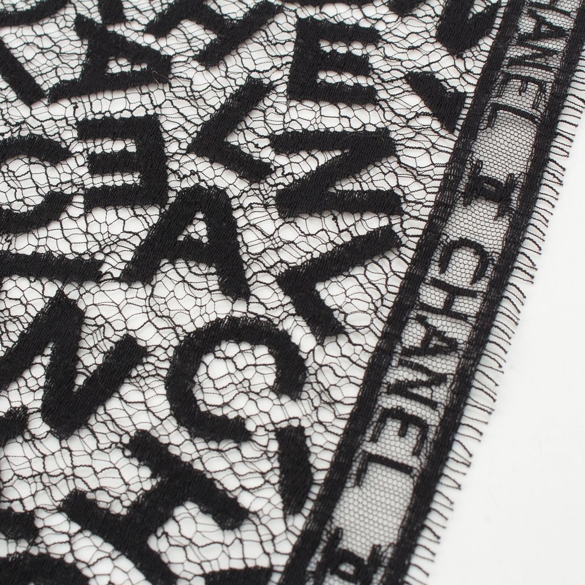 Chanel Cotton All Logo Lace Shawl Black Scarf — view 4