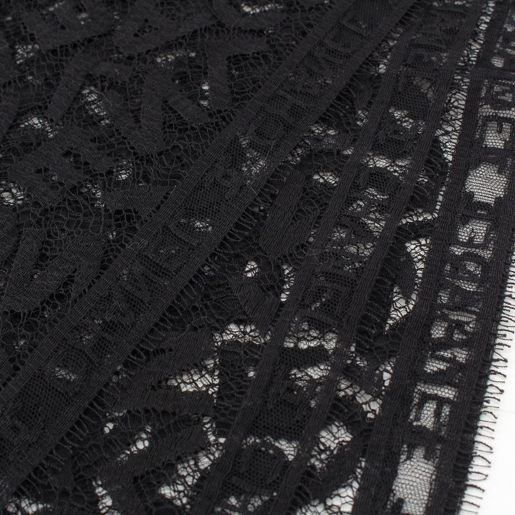 Chanel Cotton All Logo Lace Shawl Black Scarf — view 6
