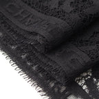 Chanel Cotton All Logo Lace Shawl Black Scarf — view 8