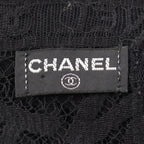 Chanel Cotton All Logo Lace Shawl Black Scarf — view 9