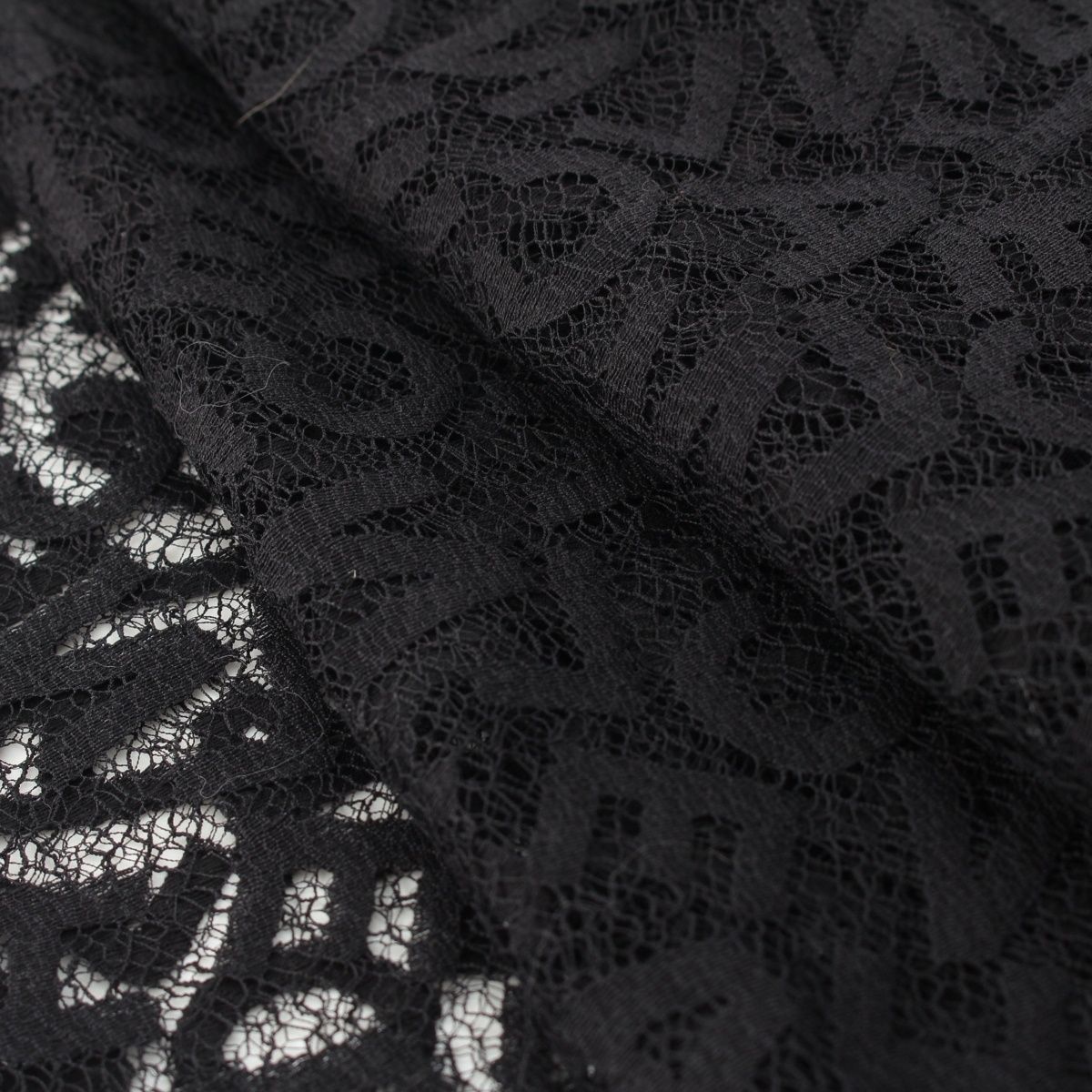 Chanel Cotton All Logo Lace Shawl Black Scarf — view 7