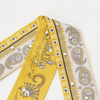 Hermes Twilly Ribbon Courte Sailor Tattoo Bandana Silk Scarf Yellow — view 2