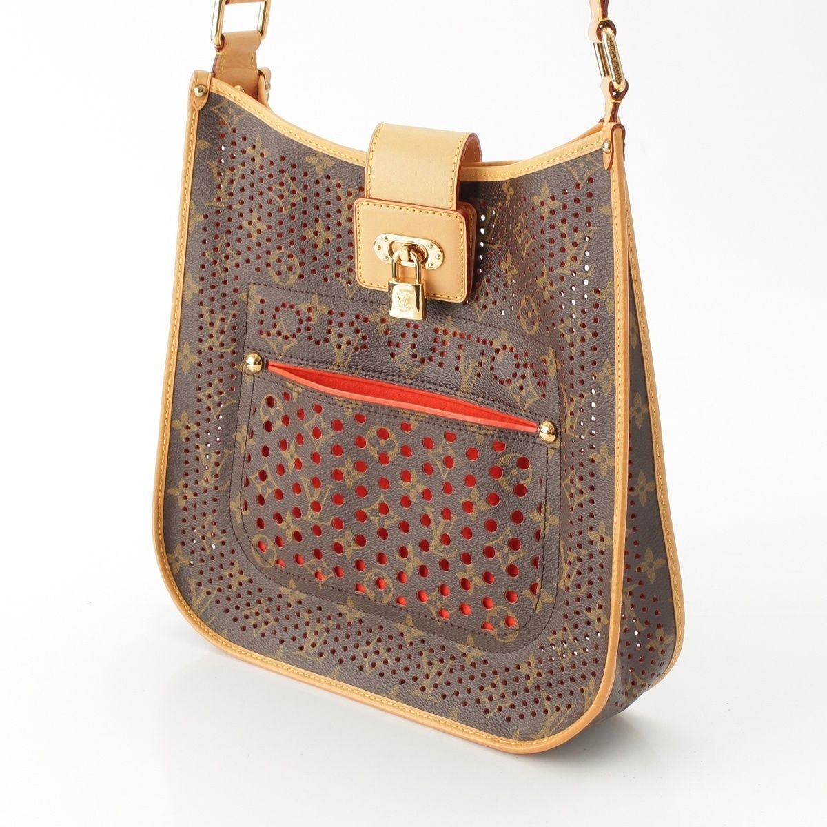 Louis Vuitton Monogram Perfo Cowhide Logo Musette Orange Shoulder Bag Brown — view 3