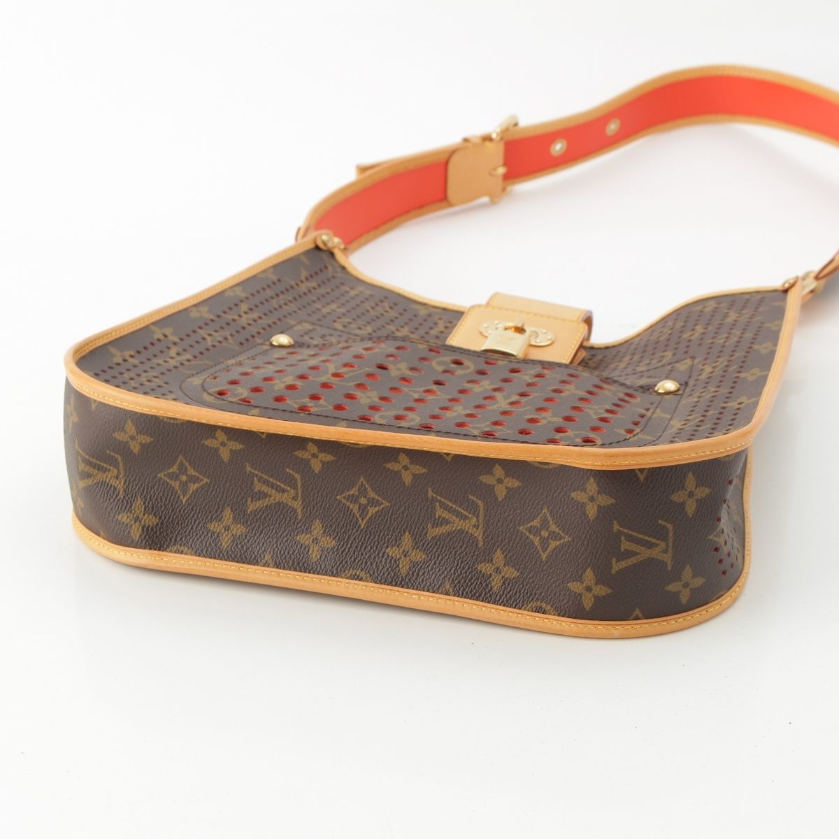 Louis Vuitton Monogram Perfo Cowhide Logo Musette Orange Shoulder Bag Brown — view 6