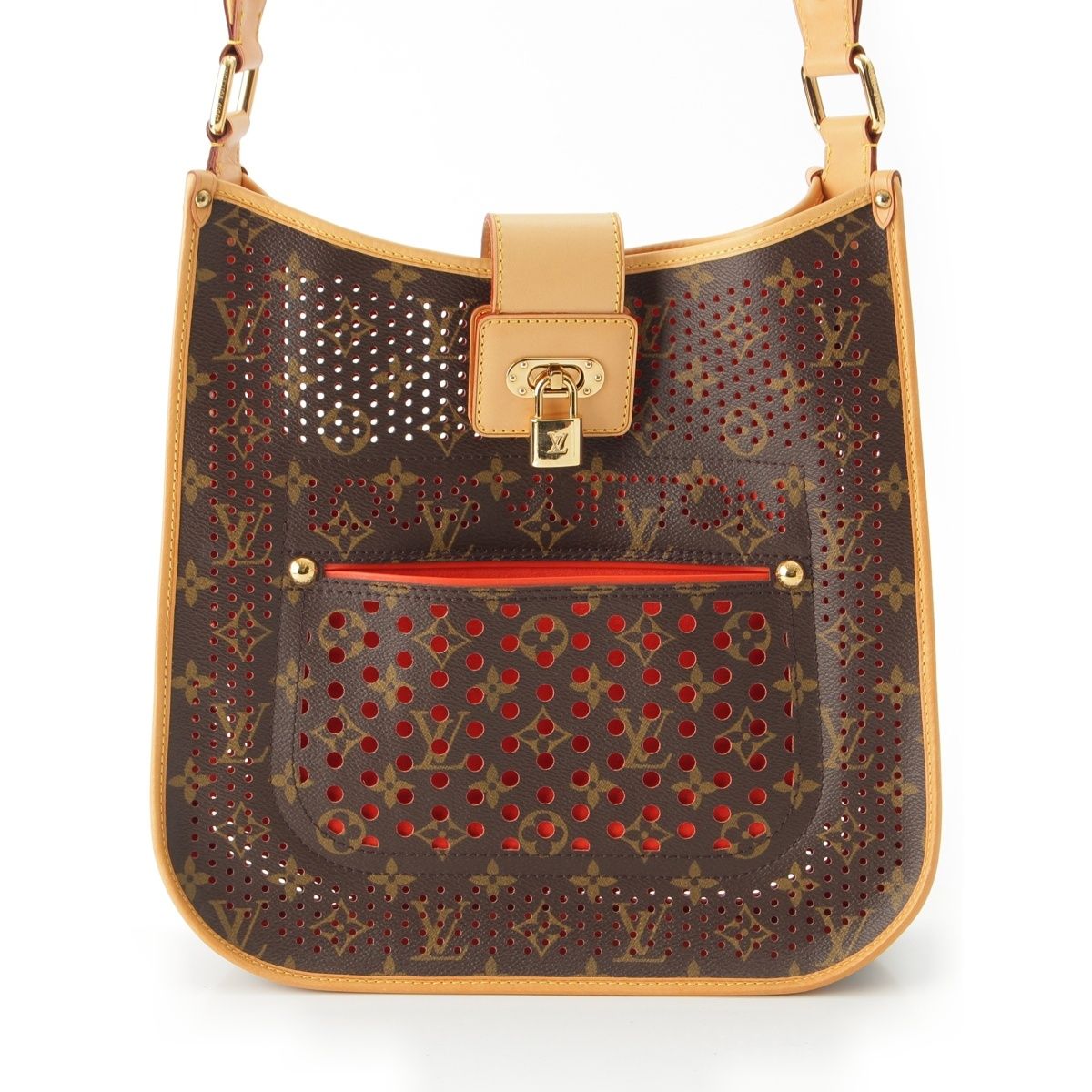 Louis Vuitton Monogram Perfo Cowhide Logo Musette Orange Shoulder Bag Brown — view 2