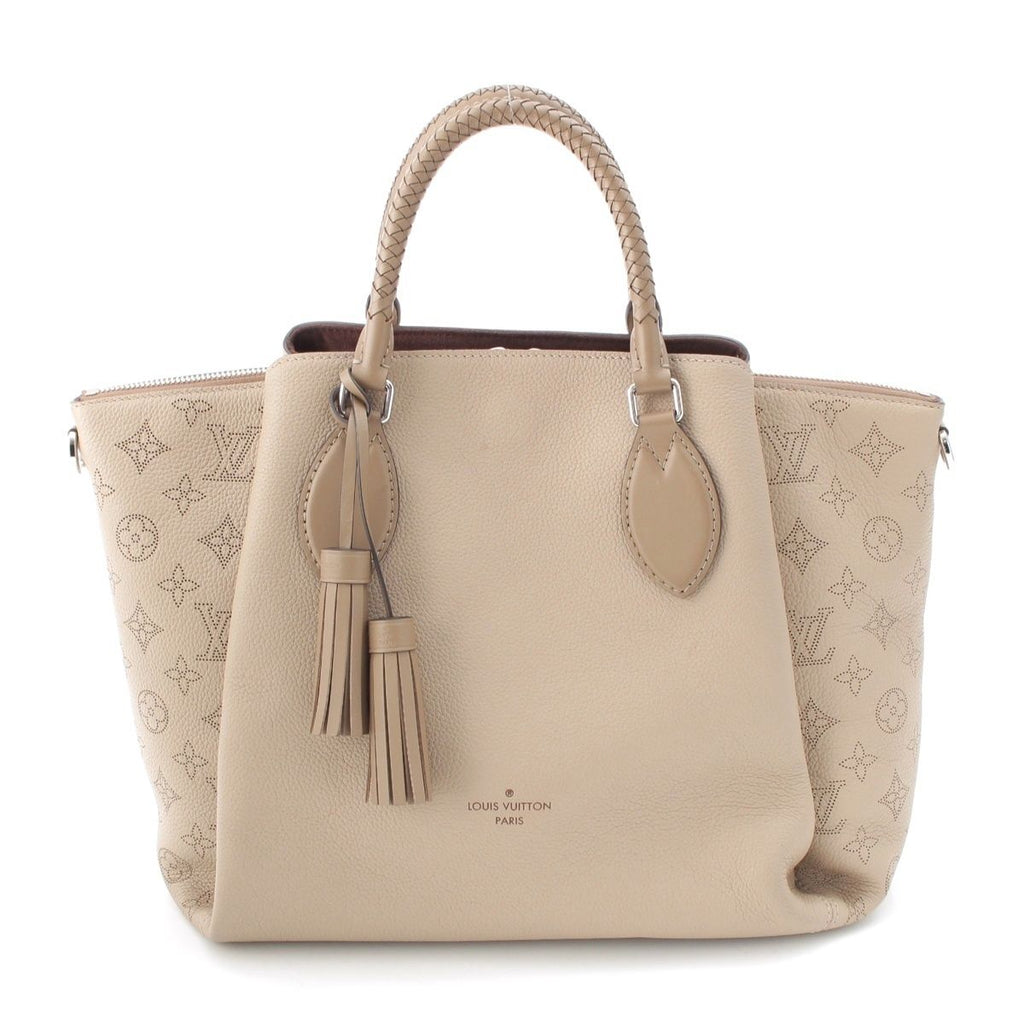 Louis Vuitton Mahina Omea Leather Shoulder Handbag Beige
